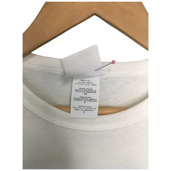 Champion Mens Small Heritage Logo Cotton Shirt Round Neck Long Sleeves White - Picture 8 of 12